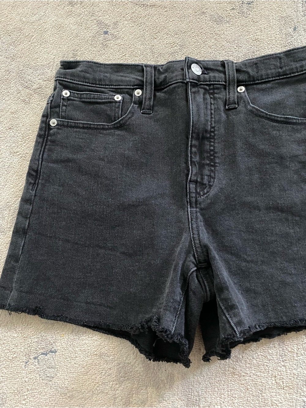Madewell High Rise Denim Shorts 26 Washed Black Jean Cutoff Cotton